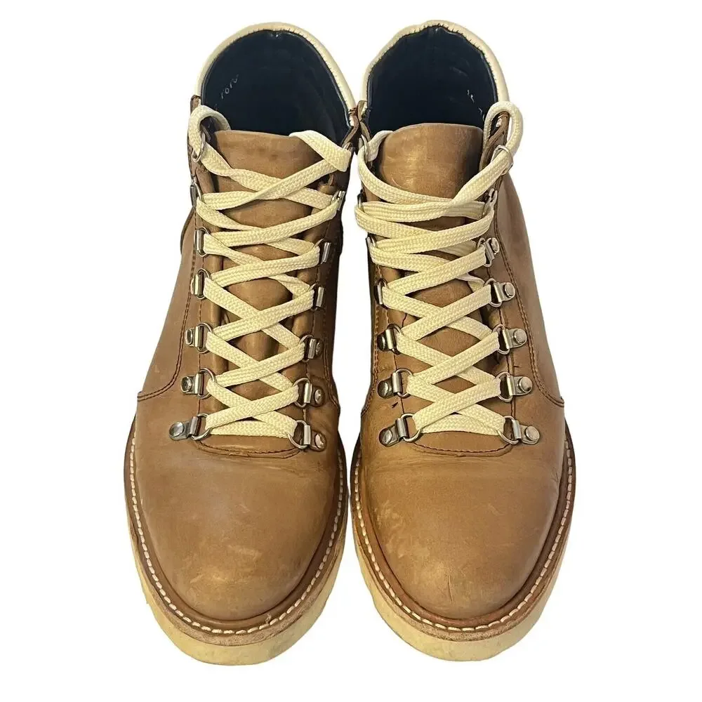 Nisolo Go-To City Hiker Boots •Wimen 8.5• Tan Almond Lace Up Anthropologie $350
